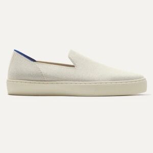 Rothy's Cream Slip-On Sneakers with Blue Detail